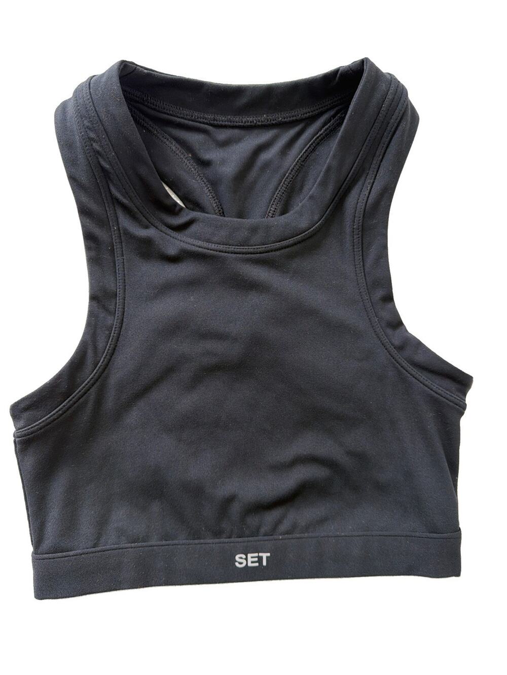 SET Active Black Racerback Tank Crop Top